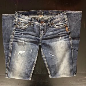 Silver Frances Distressed Flare Leg Jeans